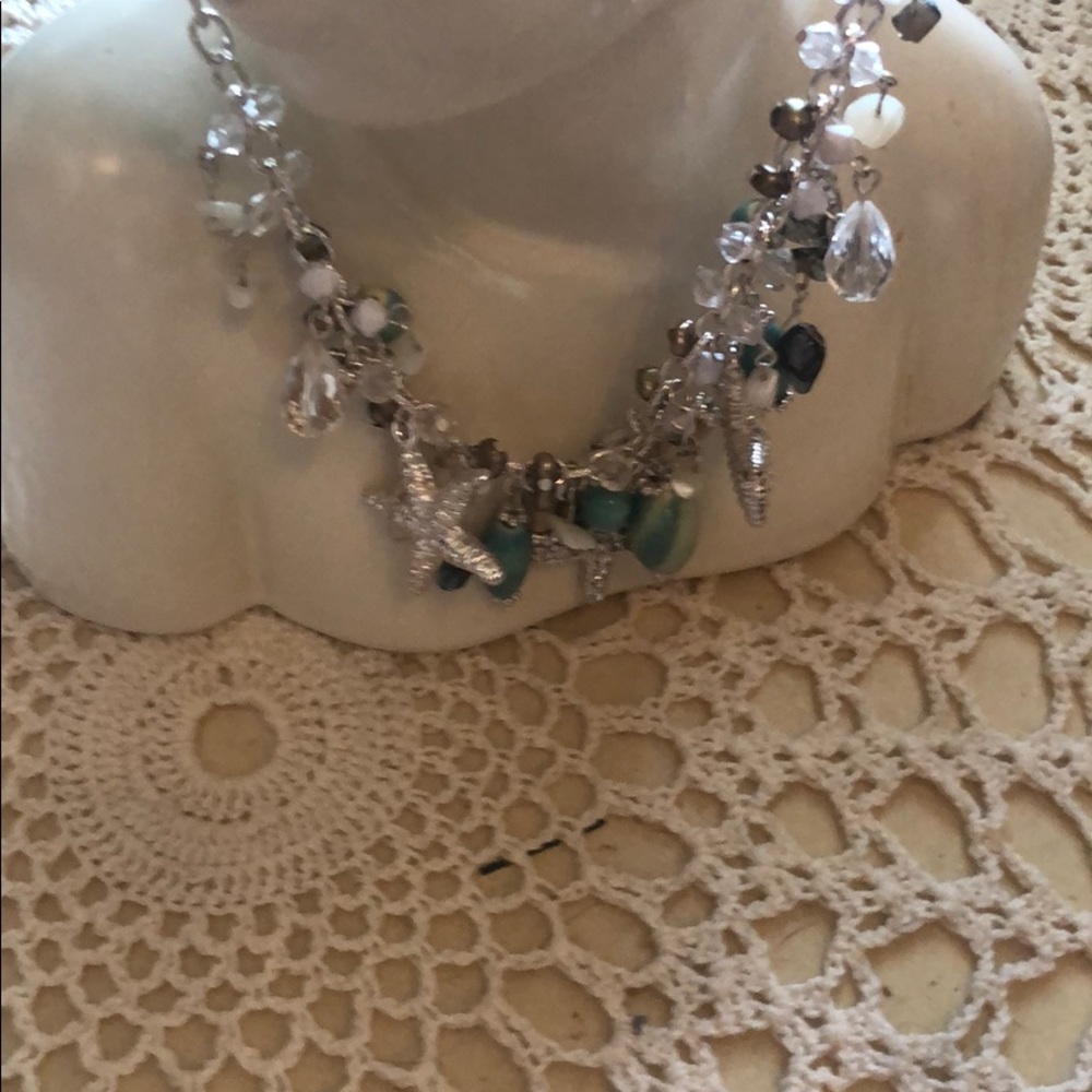 Rain ocean scene necklace and earrings